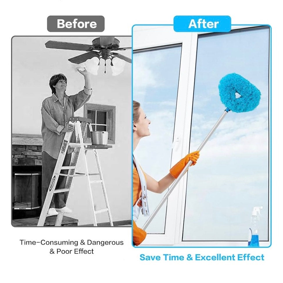 Ceiling Fan Cleaner Duster Reusable Microfiber Ceiling Fan Blade Cleaner Blue