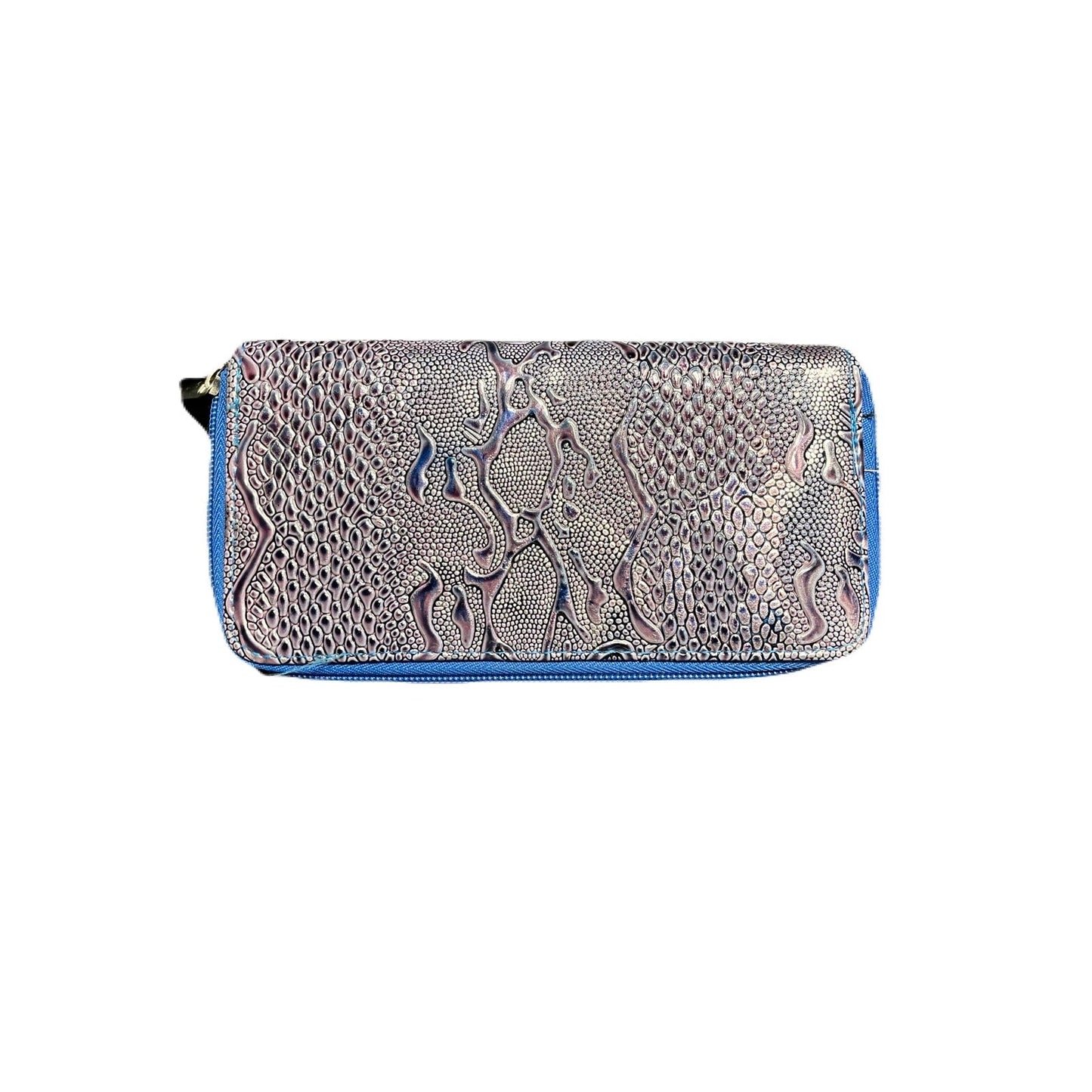 Mini Women’s Wallet Blue & Sliver 7” W X 4” L