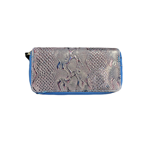 Mini Women’s Wallet Blue & Sliver 7” W X 4” L