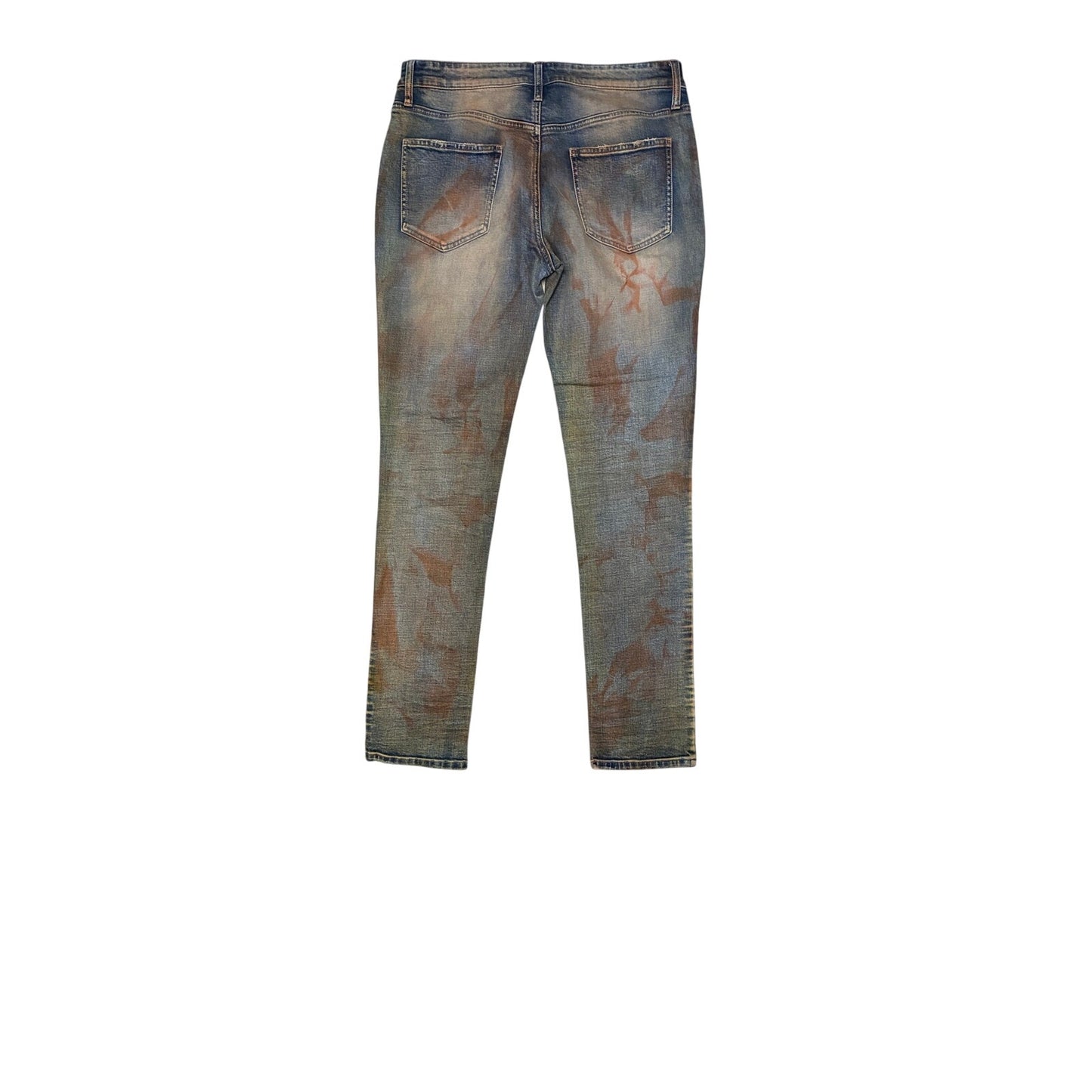 Men’s Blue Jean’s With Rust design On Them Size 34