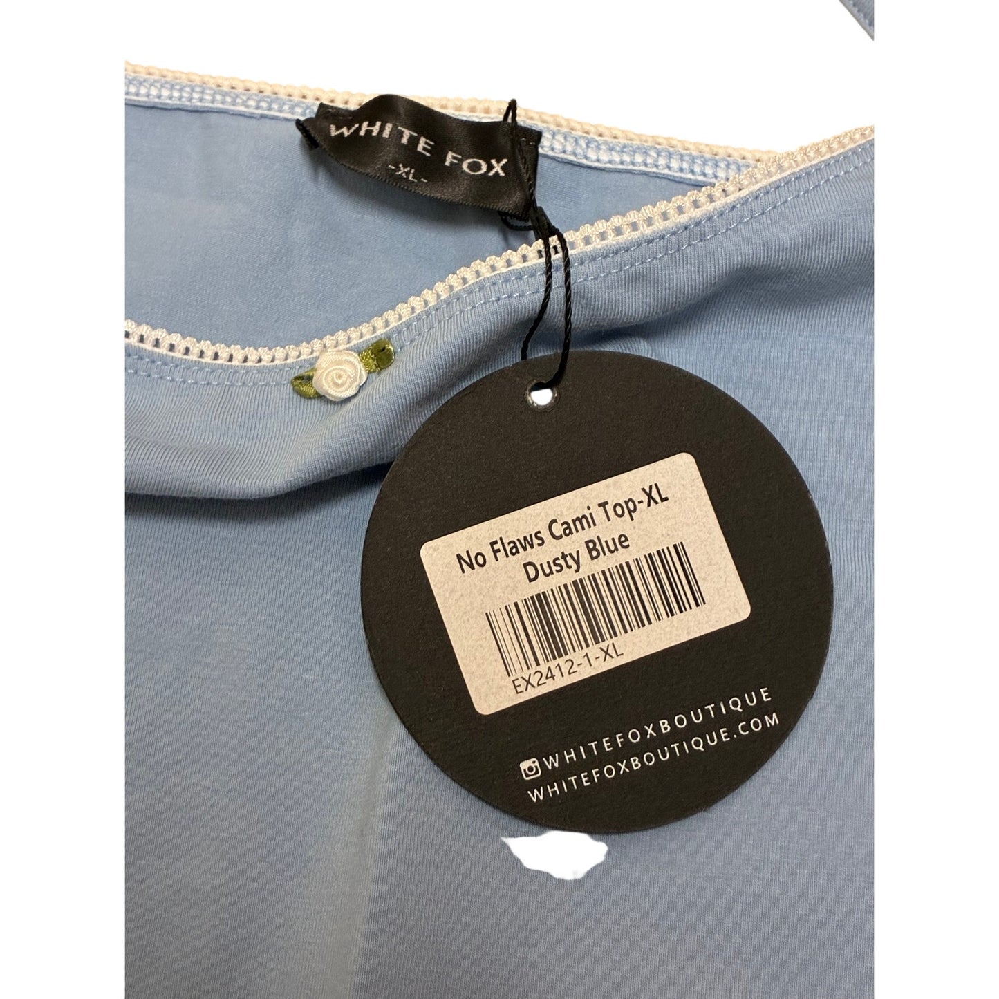 White Fox No Flaws Cami Top-XL Dusty Blue New