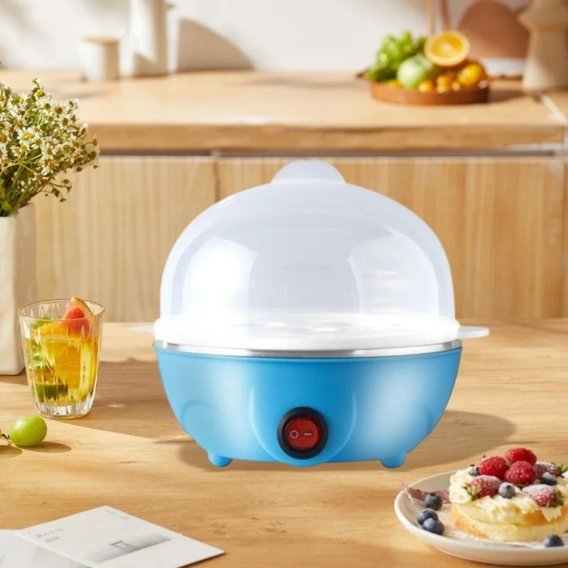 Rapid Egg Cooker, Electric Egg Cooker with Auto Shut Off, Soft Boiled Eggs Blue