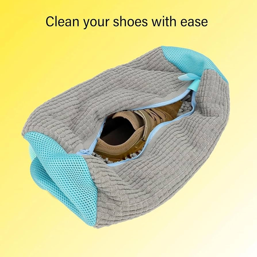 Shoe Washing Machine Bag, Reusable Shoes Laundry Bags with Zipper, (Gray)