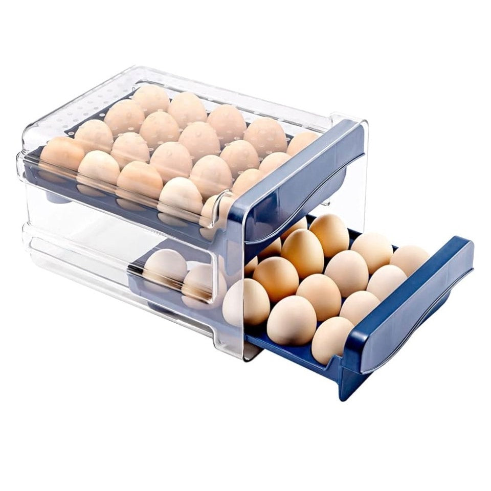 Kitchen Plastic Egg Holder Egg Storage Container for Refrigerator 2Layer Drawer