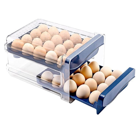 Kitchen Plastic Egg Holder Egg Storage Container for Refrigerator 2Layer Drawer