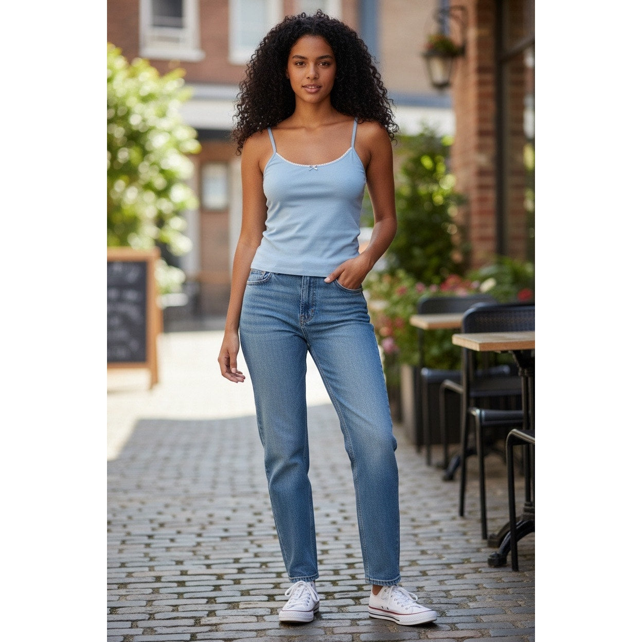 White Fox No Flaws Cami Top-XL Dusty Blue New