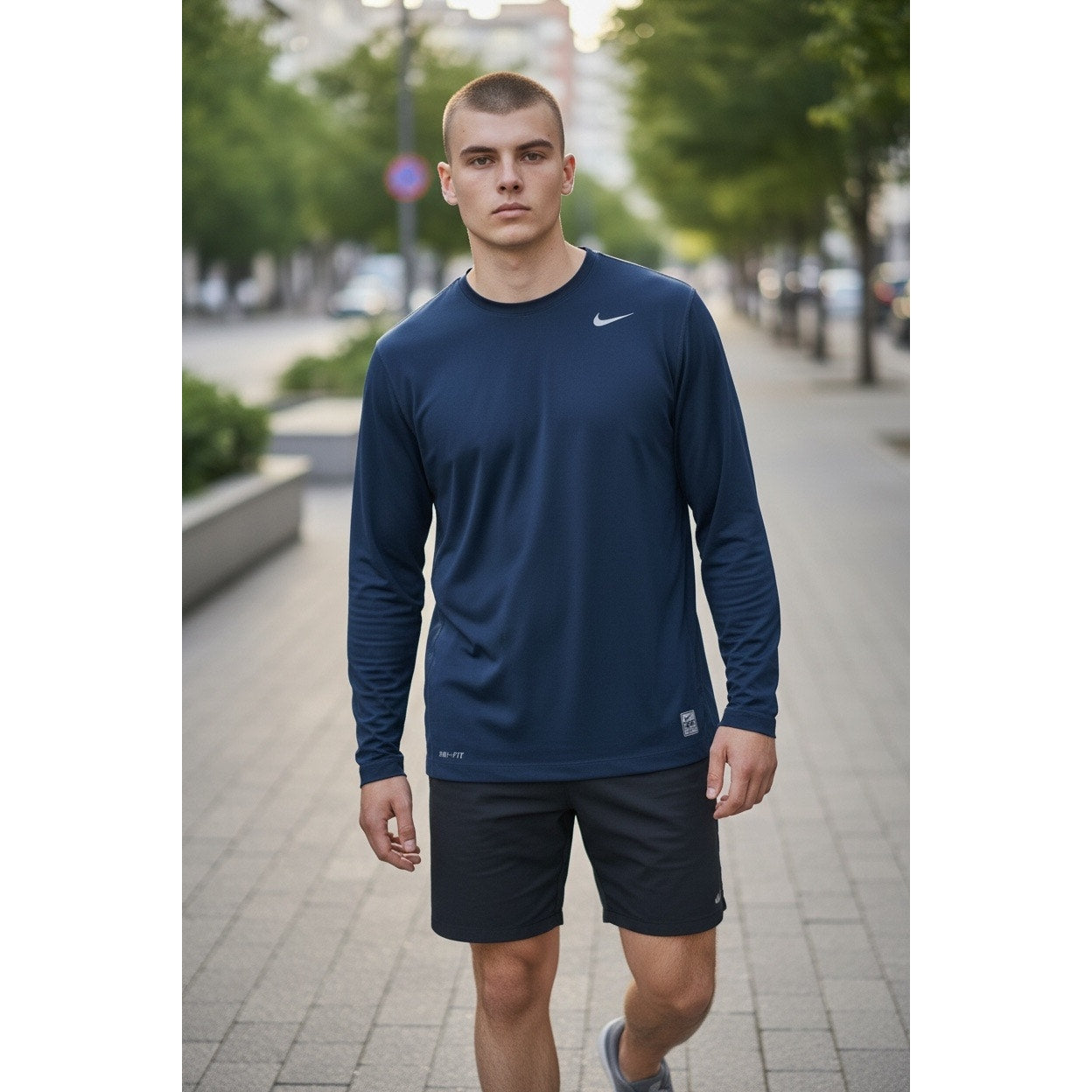 Nike Pro Fitted Navy Men’s Long Sleeve Shirt Dri-Fit Size Large