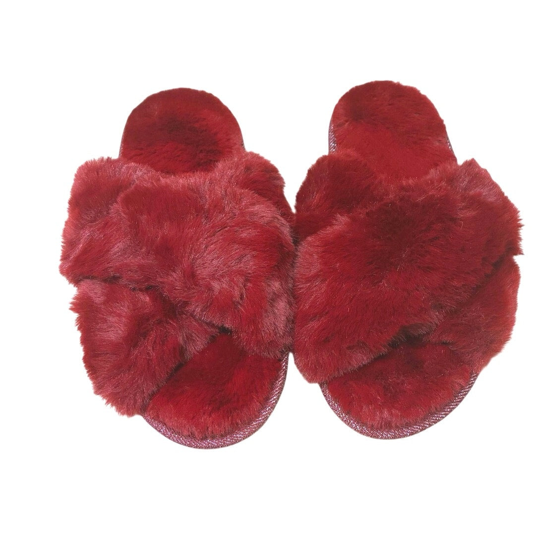 Cozy Cross Band Slippers Wine Color Size 10 Women’s
