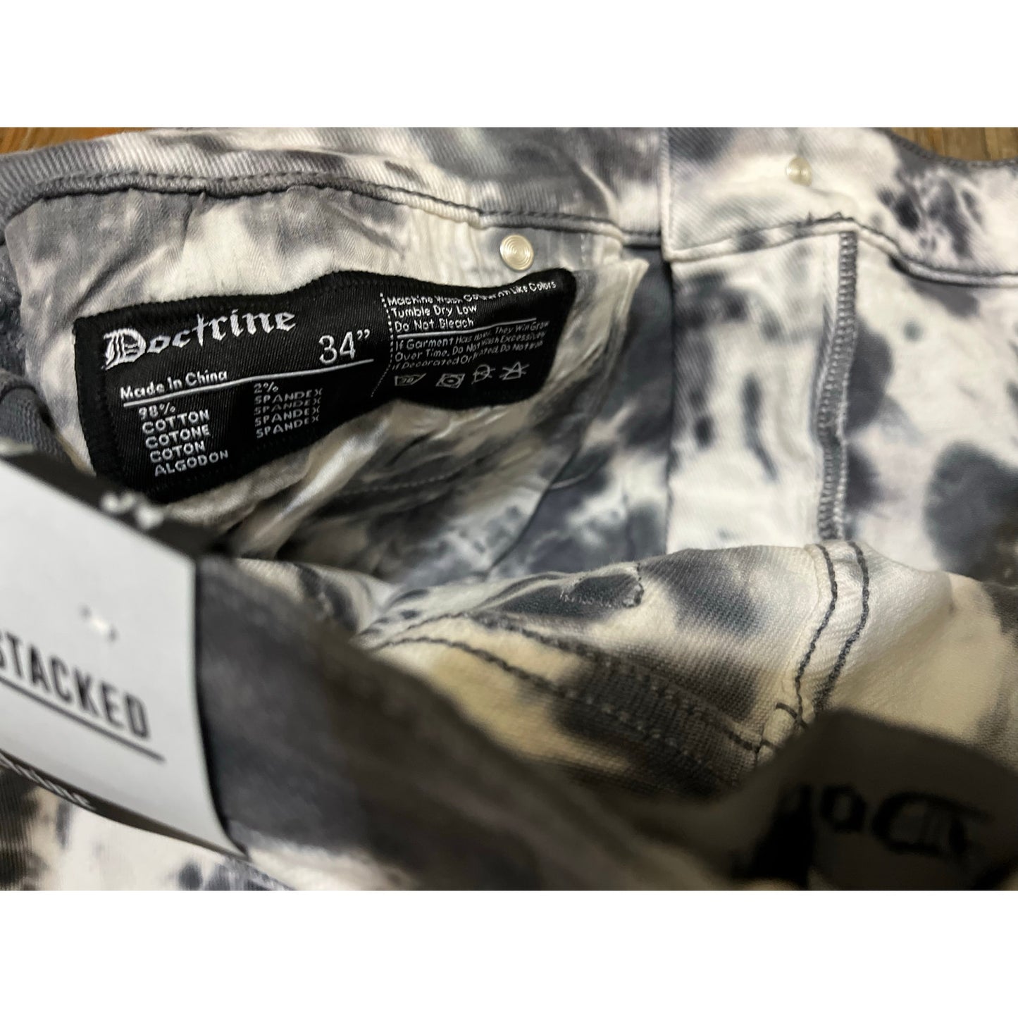 Doctrine Pacific Gray Superstacks Jean’s Men’s New Size 34 New