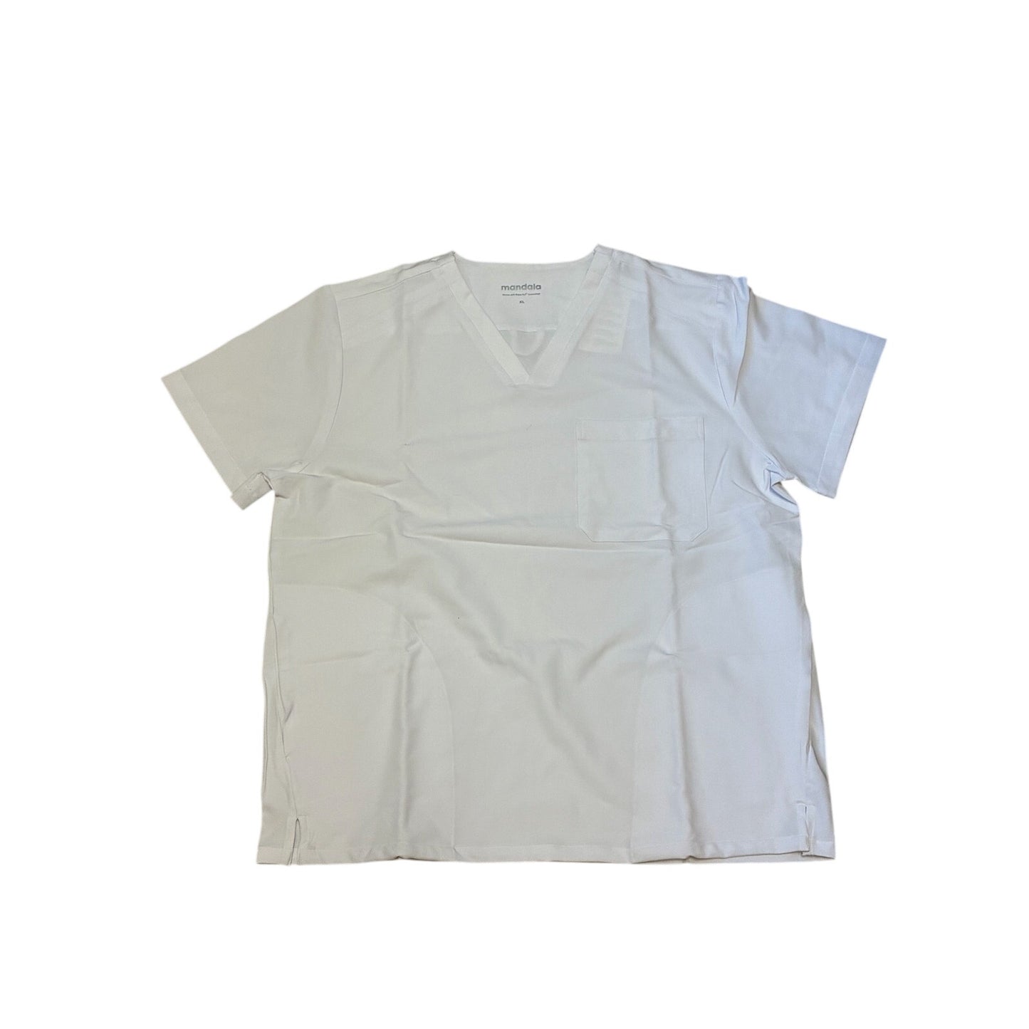 Mandala 3 Pocket Top Scrubs Size XL White