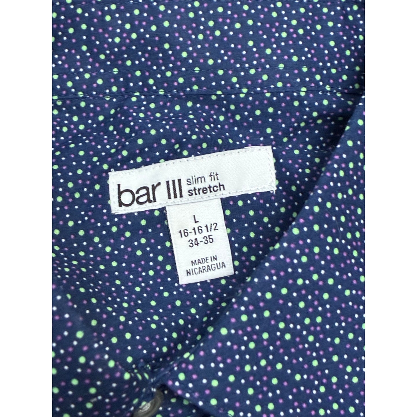 Bar 111 Slim Fit Stretch Blue Men’s Long Sleeve Button Down Size Large 16-16 1/2
