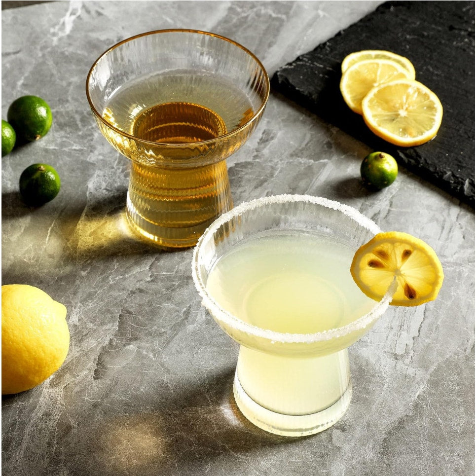 Lysenn Stemless Margarita Glasses Set of 2  – 10 oz Gold Rim
