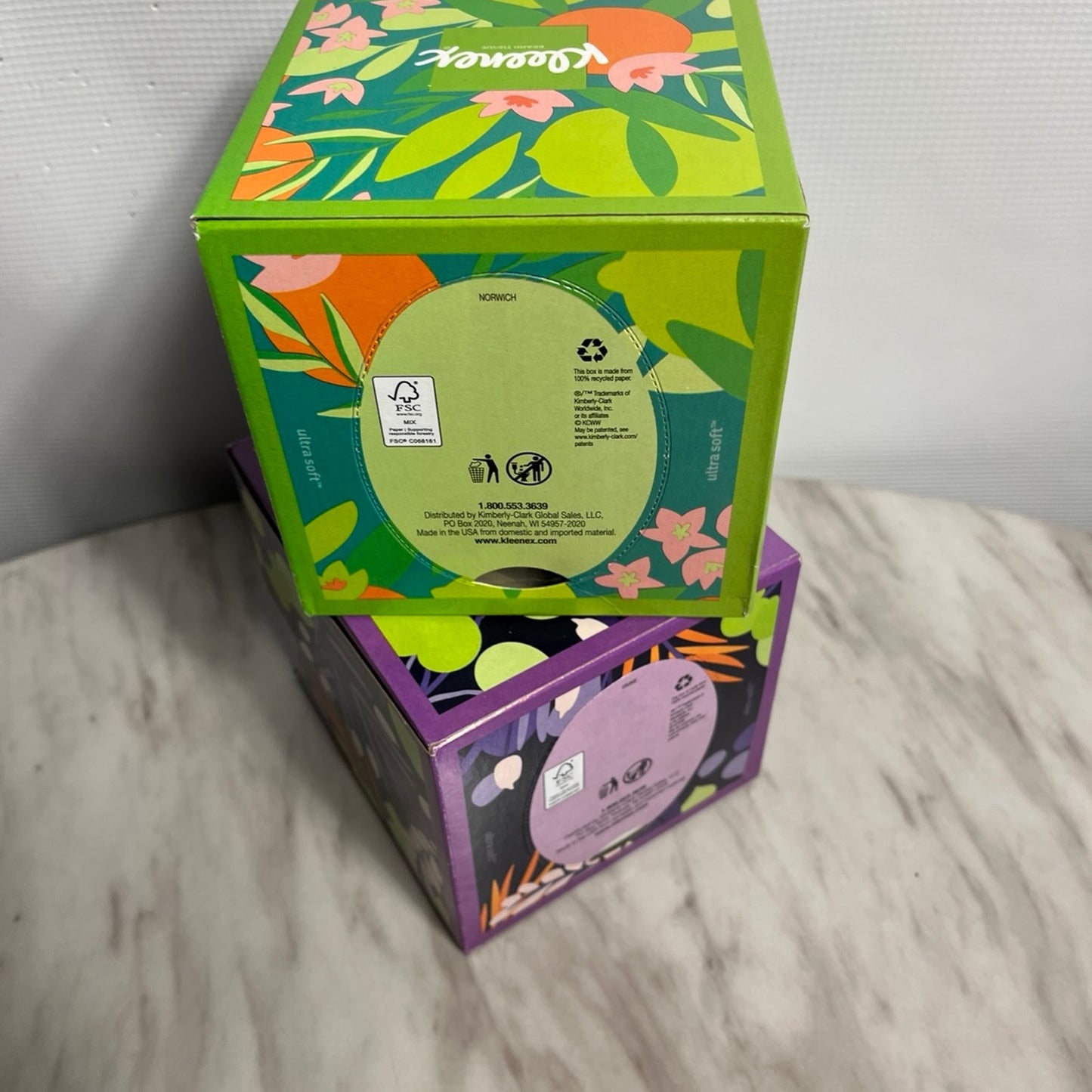 2 Boxes Kleenex Ultra Soft Facial Tissues - Cube Box