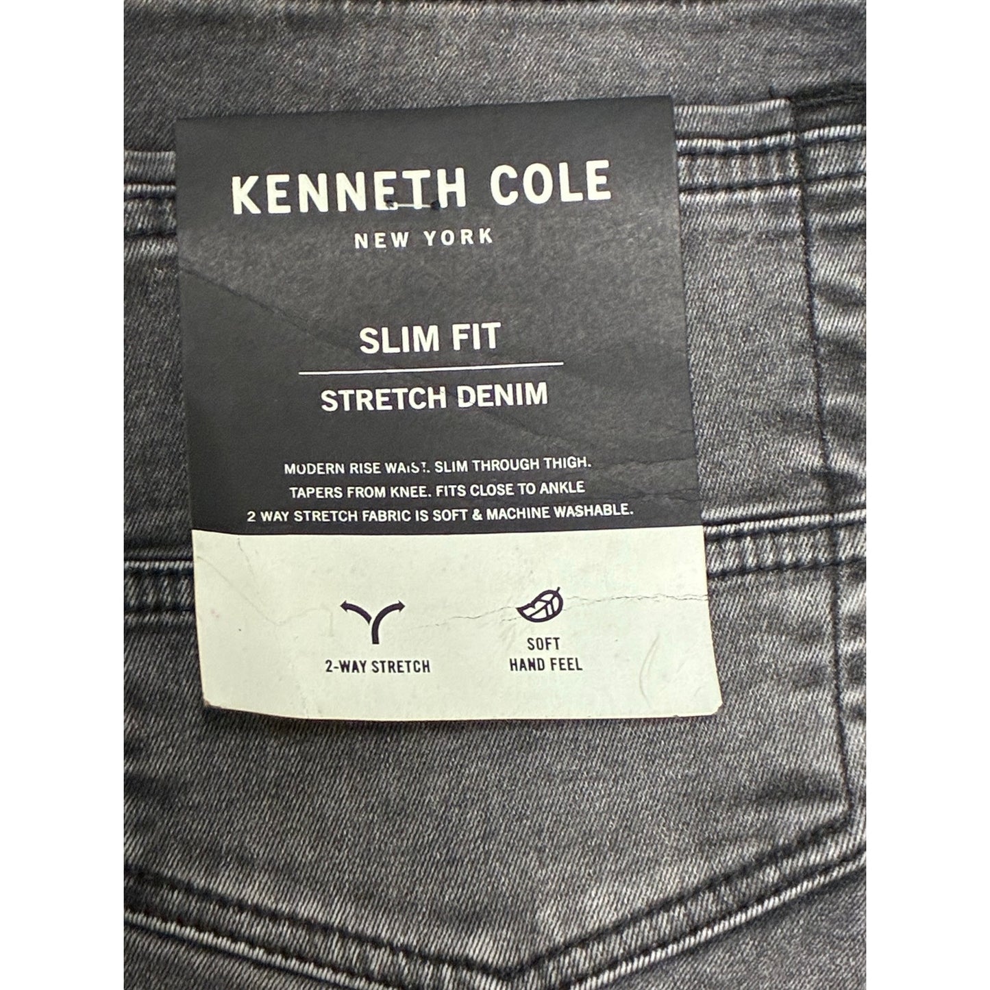 Kenneth Cole Men’s Slim Fit Stretch Denim Size 30X28 Gray