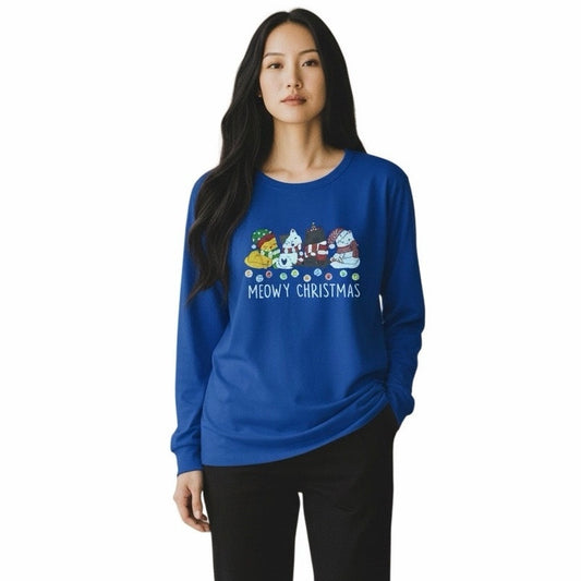 Women’s Blue Christmas Long Sleeve Shirt Size XL