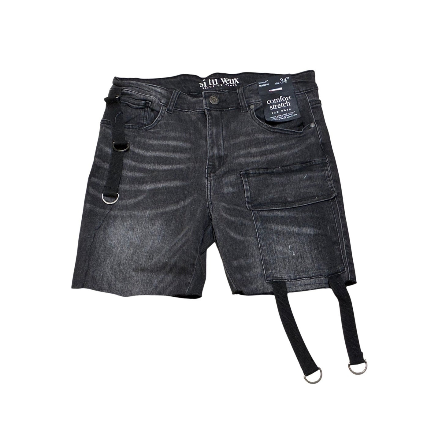 Si Tu Veux Men’s Shorts Size 34 Black Skinny Fit 34” Inseam