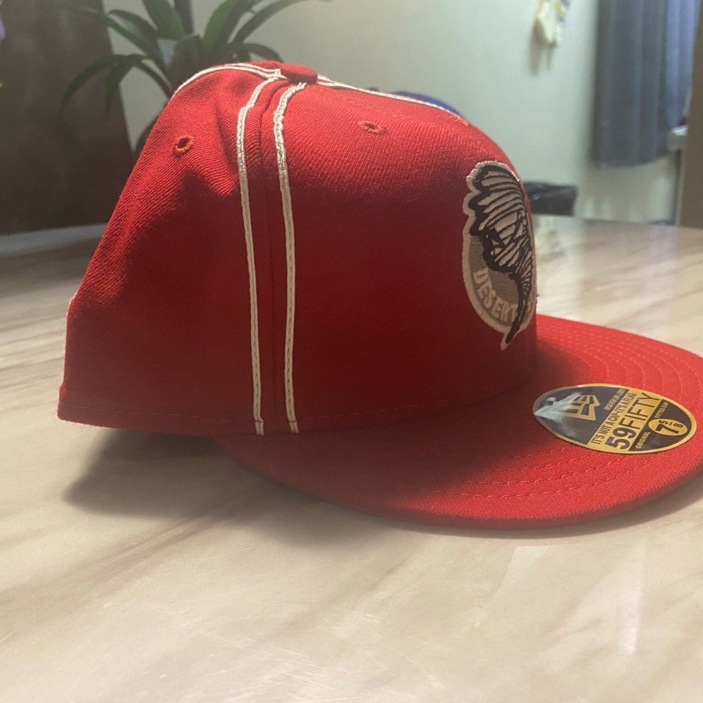 New Era Hat 7 5/8 Red & Grey