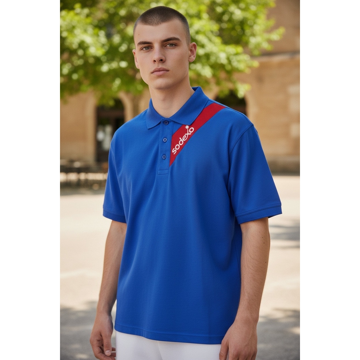 Sodexo Royal Blue Collar Men’s Shirt With 3 Buttons Size Medium