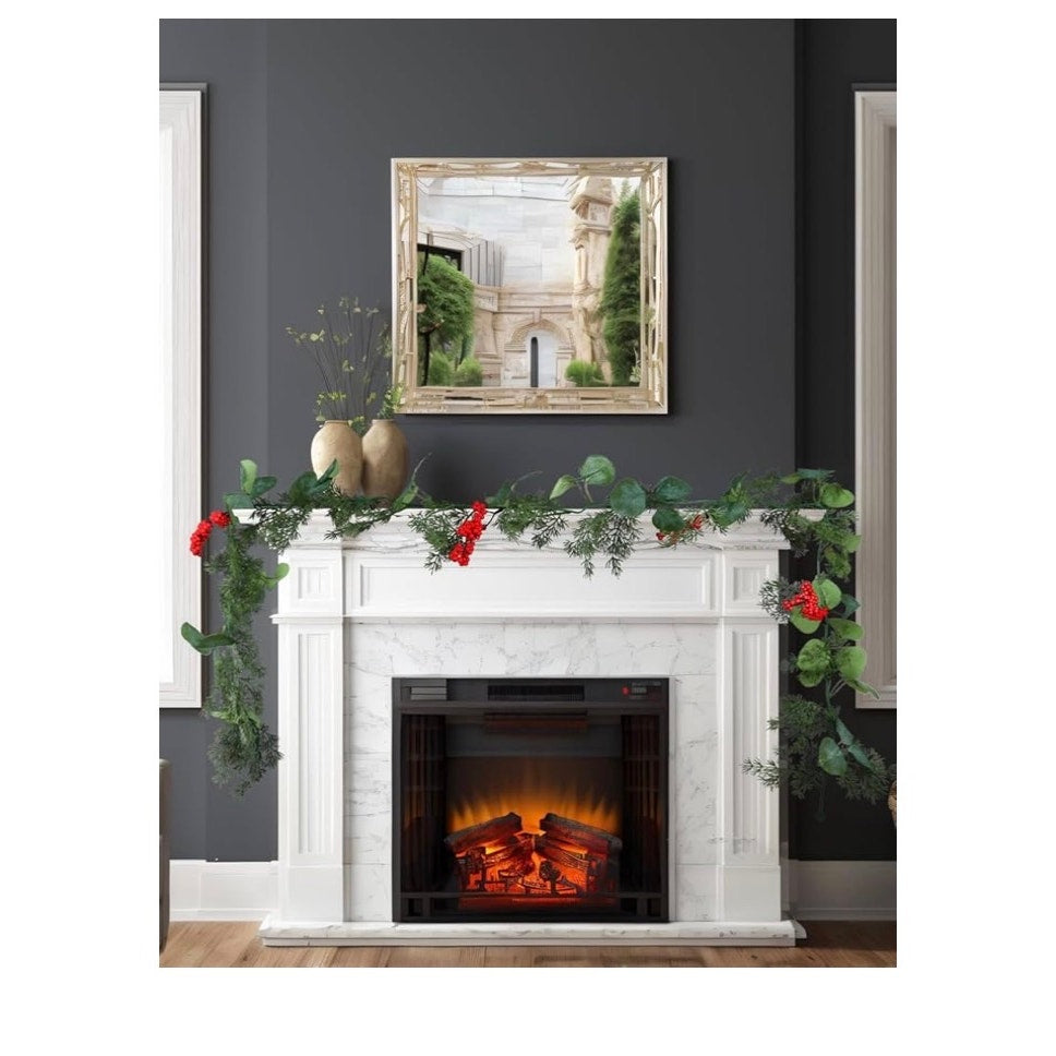 5.9 Feet Eucalyptus Leaves Red Berry Norfolk Pine Christmas Greenery Garland