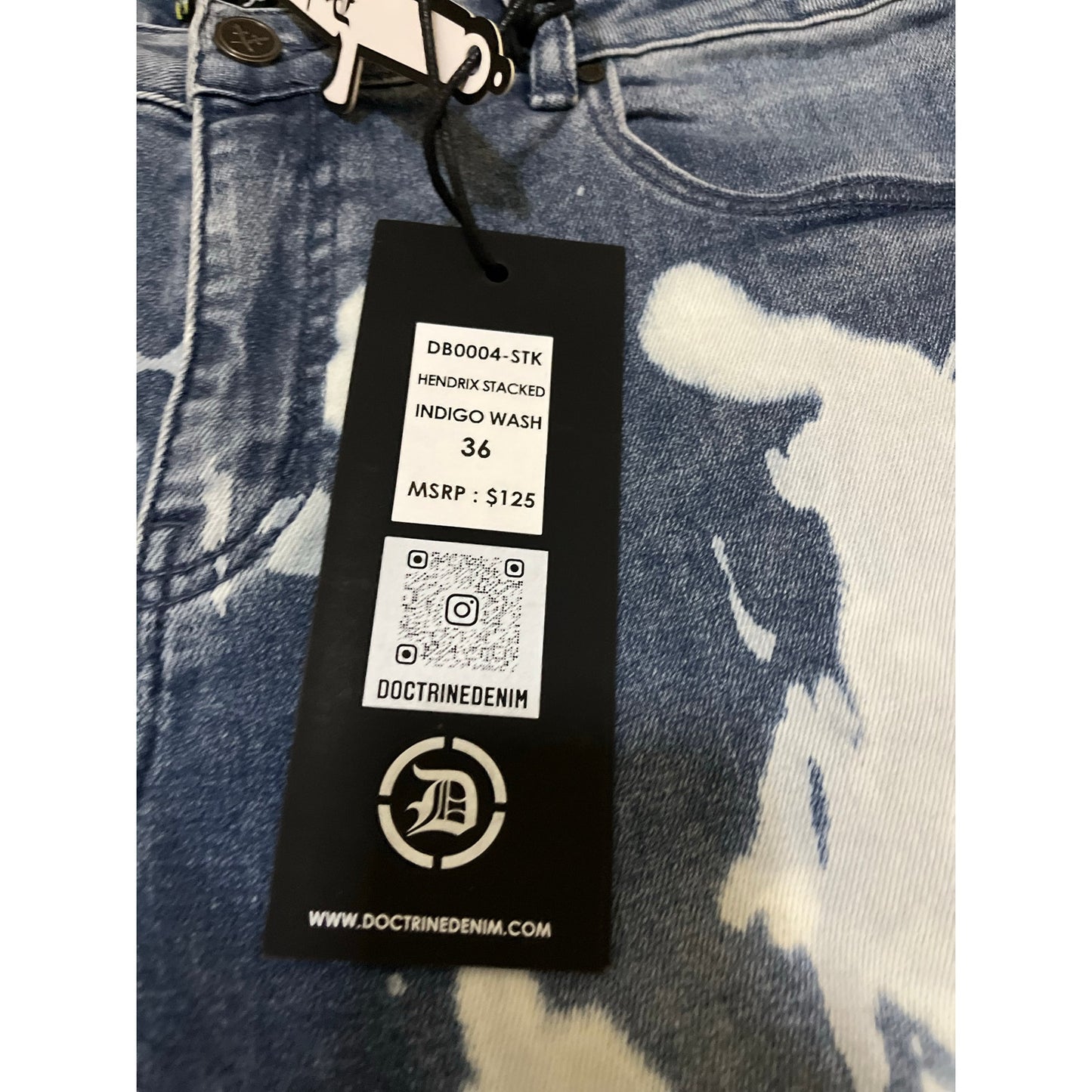 Doctrine Hendrix Stacked Indigo Wash Size 36 New
