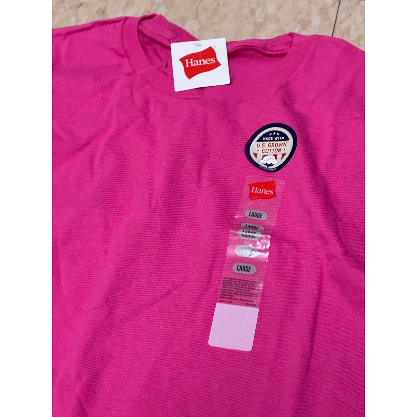 Hanes Wow Pink Men’s T-Shirt Size Large New