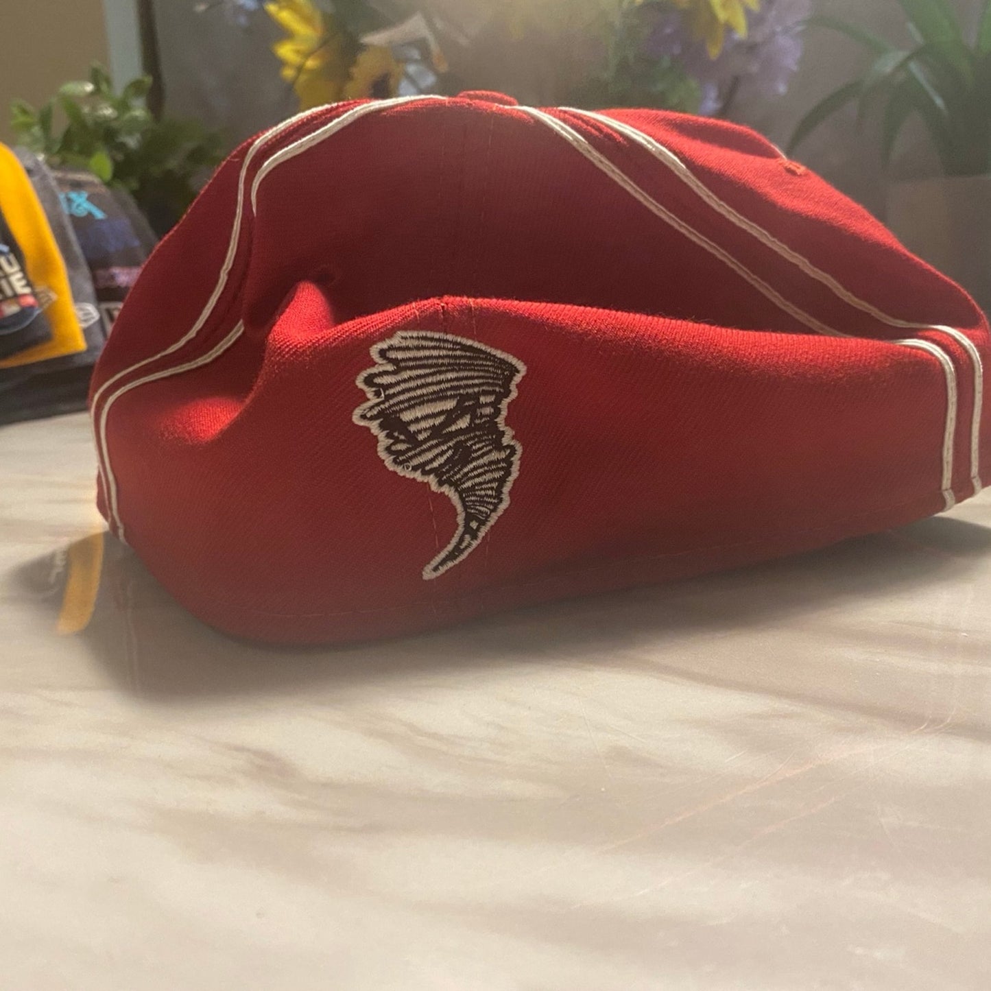 New Era Hat 7 5/8 Red & Grey
