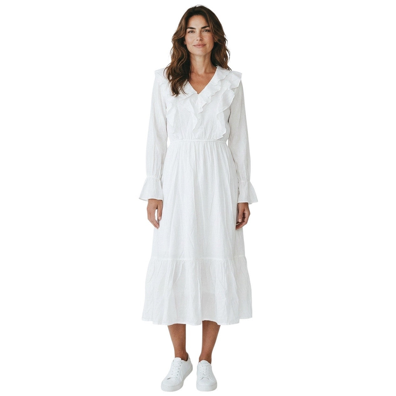 Linihui Women’s Long Sleeve White Long Dress Size XL