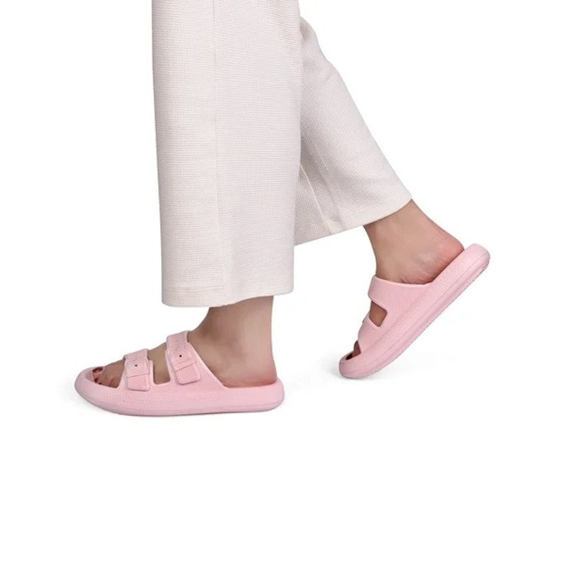 Unisex Slides Sandals Thick Sole Pillow Sandals Adjustable Double Buckle Size 6