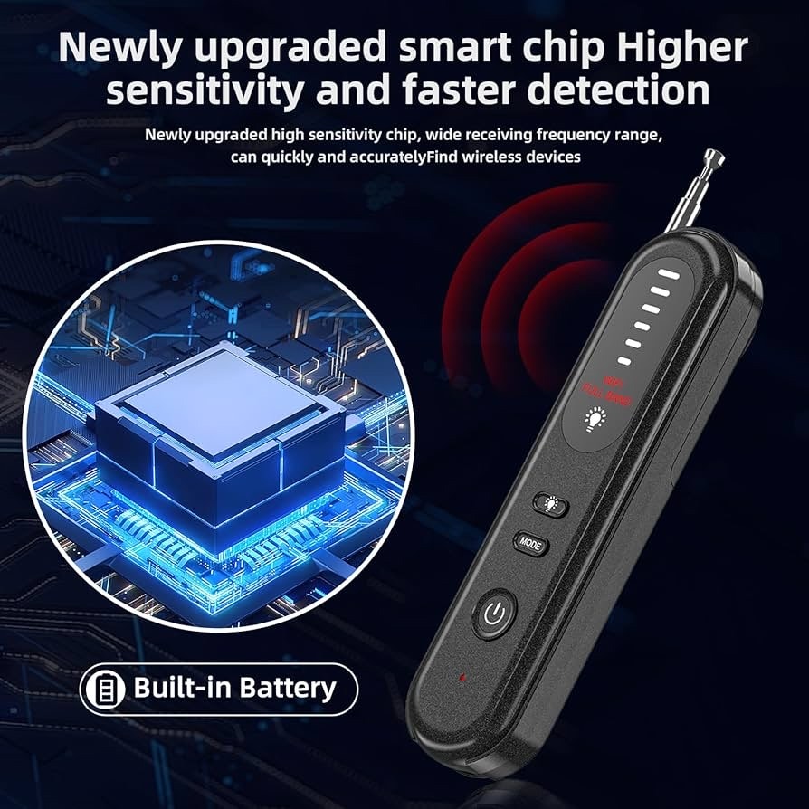 Hidden Camera Detector - 2025 Camera Detector, Hidden Device GPS Detector, Bug Detector, Camera Detector for Hotels, Travel, Office, 5 Levels Sensitivity (Black)