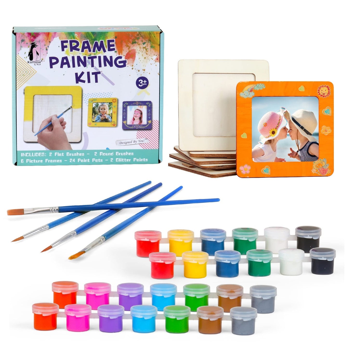 Picture Frame Painting Craft Kit, Paint 6 Custom Wood Picture Frames