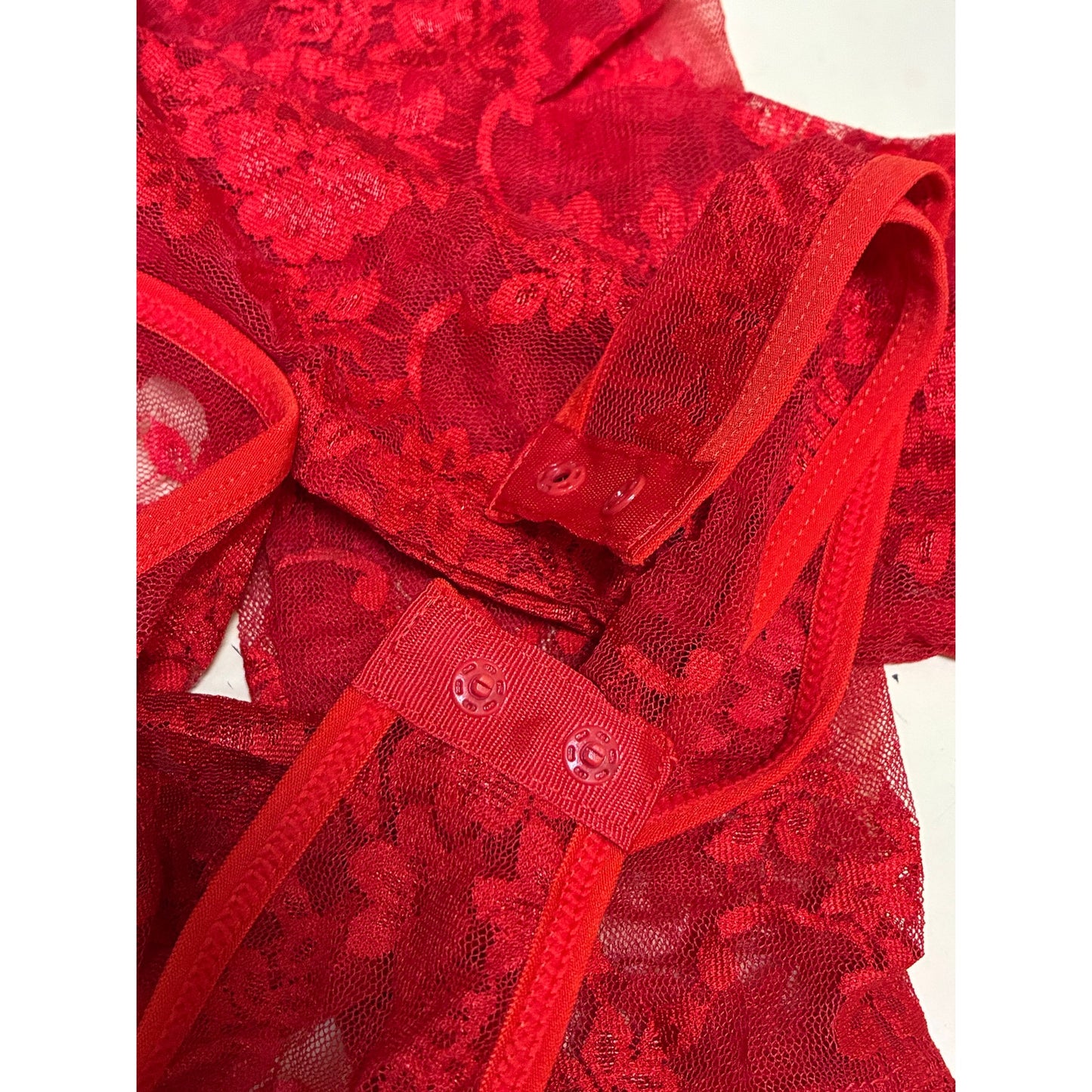 Women's Lace Long Sleeve Lingerie Bodysuit Avidlove Size Medium Red