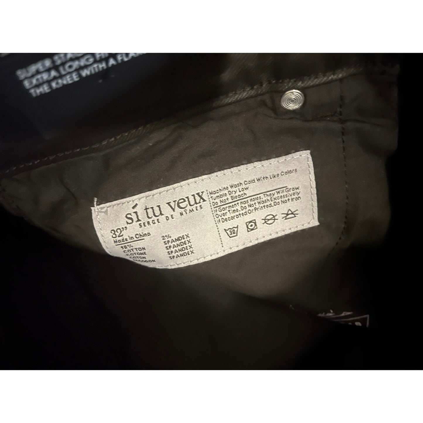 Si Tu Veux Gordon Jean Black Wax Size 32