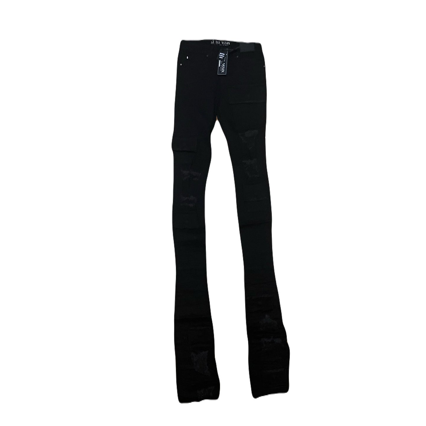 Si Tu Veux Brutini Jeans Jet Black Superstack Men’s Size 36