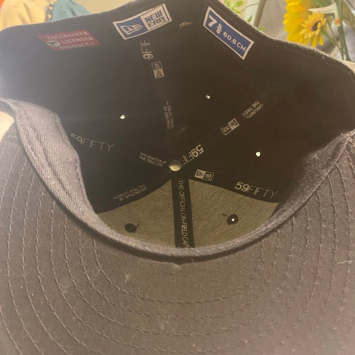 New Era Hat 7 5/8 Black/Gold Spider