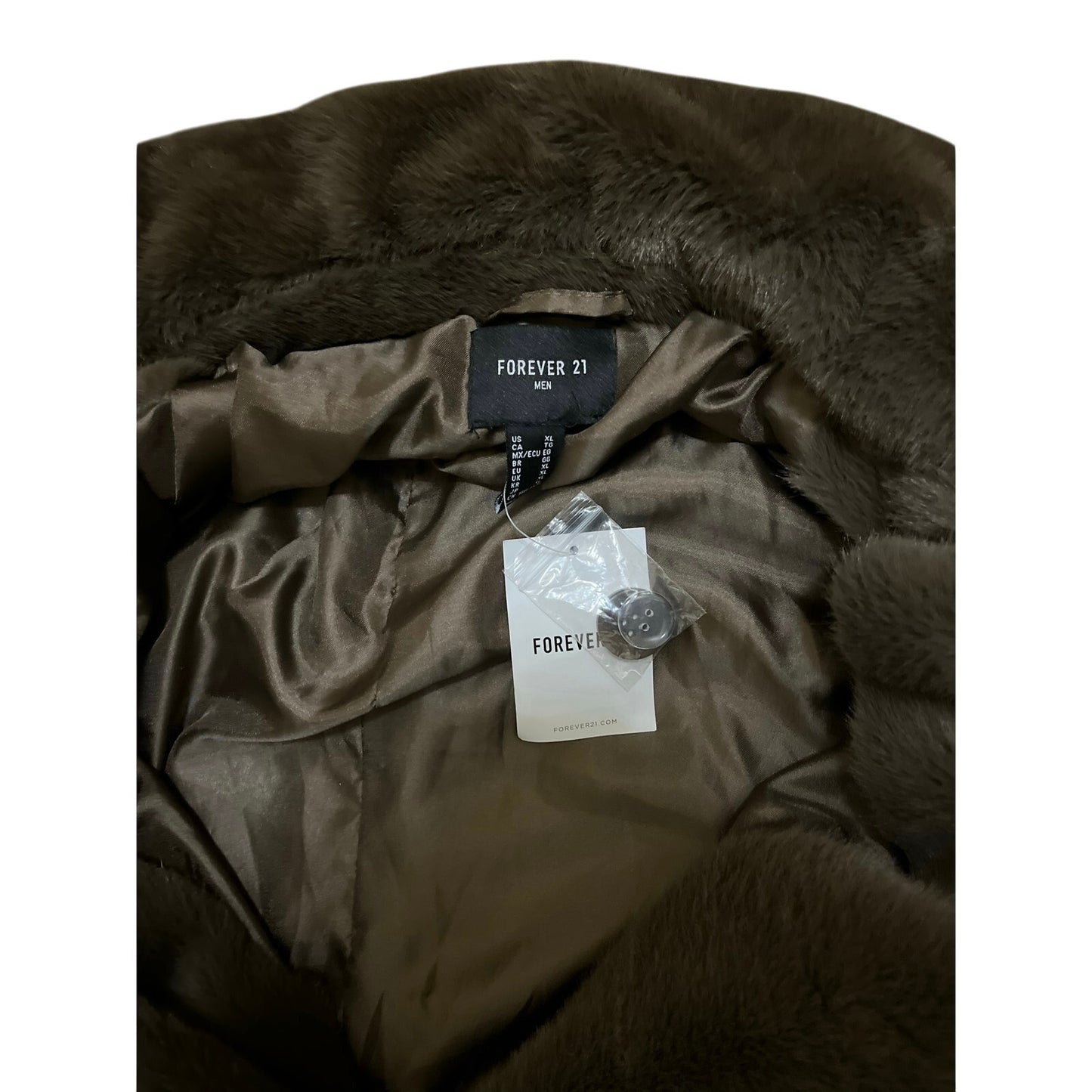 Forever 21 Men’s Fur Brown Coat Size XL
