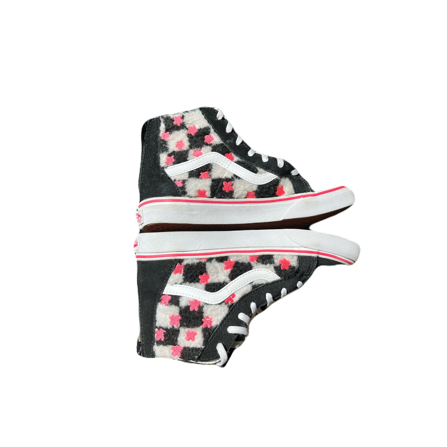 VANS SK8 Hi Zippered Pink-Stars Fuzzy-Checks 507698 Kids Size 3