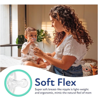 Dr. Talbot's Soft-Flex Orthodontic Pacifiers 0-6 Months, Aqua/White, 2 Pack