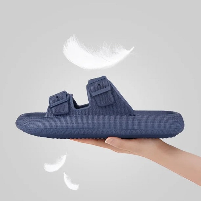 Unisex Slides Sandals Thick Sole Pillow Sandals wit Adjustable Double Buckle XXL