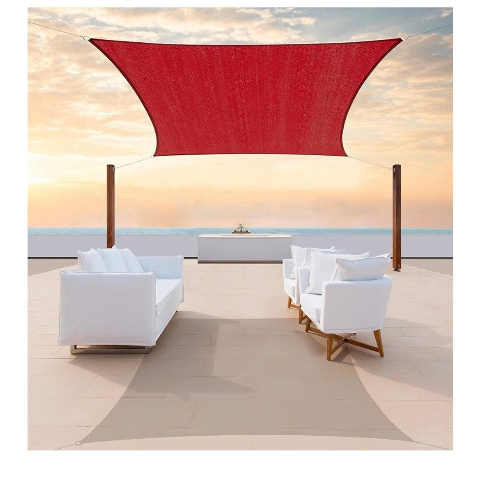 10” x 14' Red Sun Shade Sail Rectangle Canopy Mesh Fabric UV Block