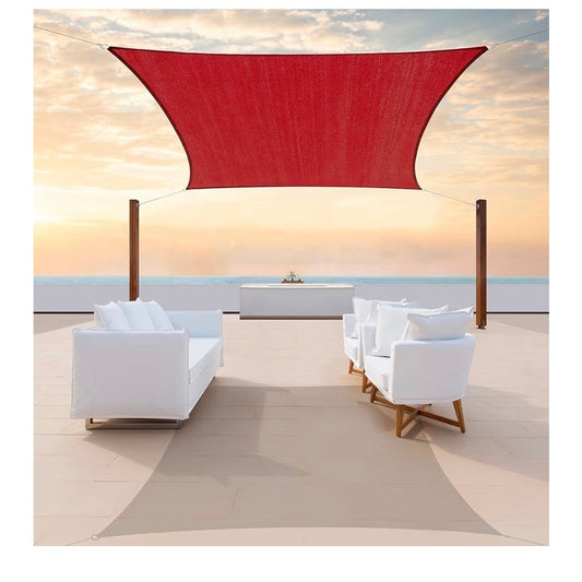 10” x 14' Red Sun Shade Sail Rectangle Canopy Mesh Fabric UV Block