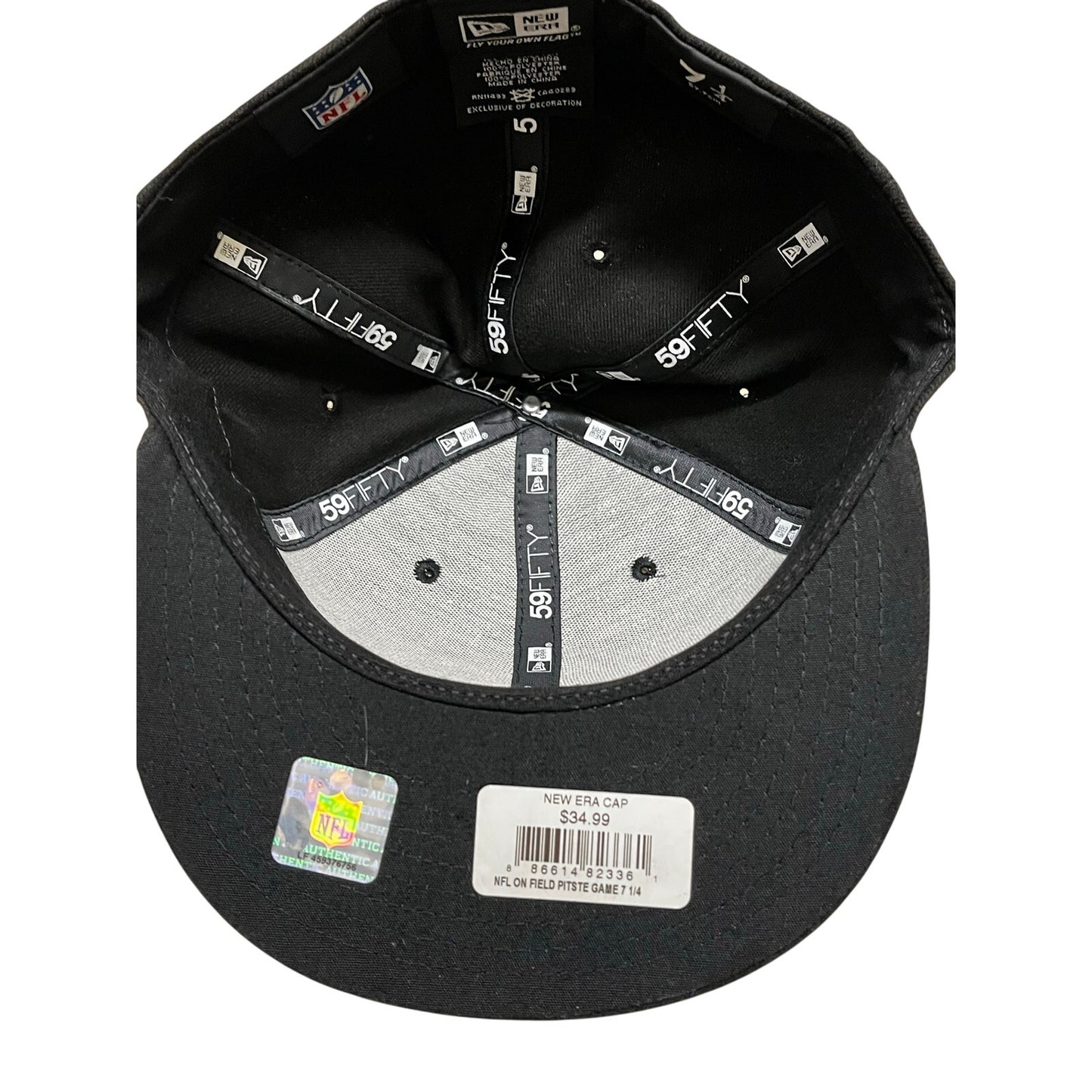 New Era Black Steelers Hat Size 7 1/4