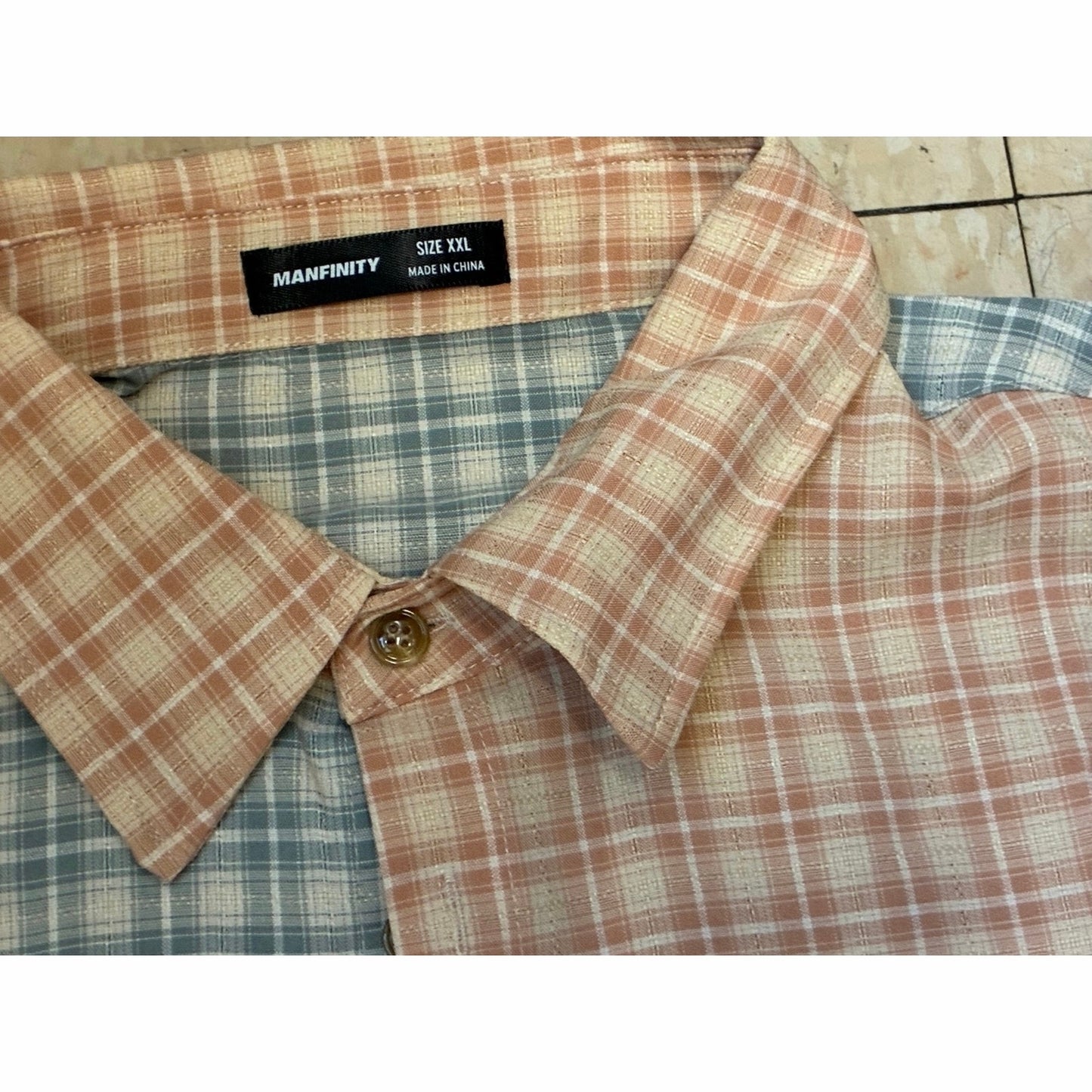 Manfinity Men’s Button Down Shirt Size XXL plaid Orange & Blue New