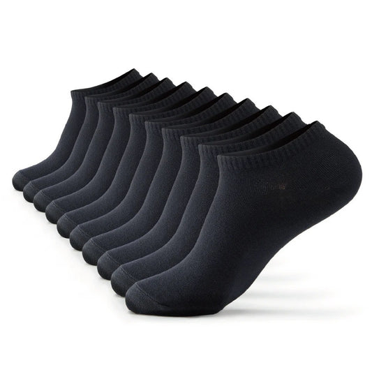 Cotton Ankle 10 Pairs Socks Black Size 6-10