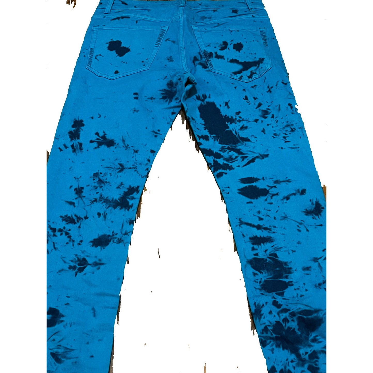Si Tu Veux SuperStack Royal Blue Men’s Jeans With Black Spots On Them Size 32