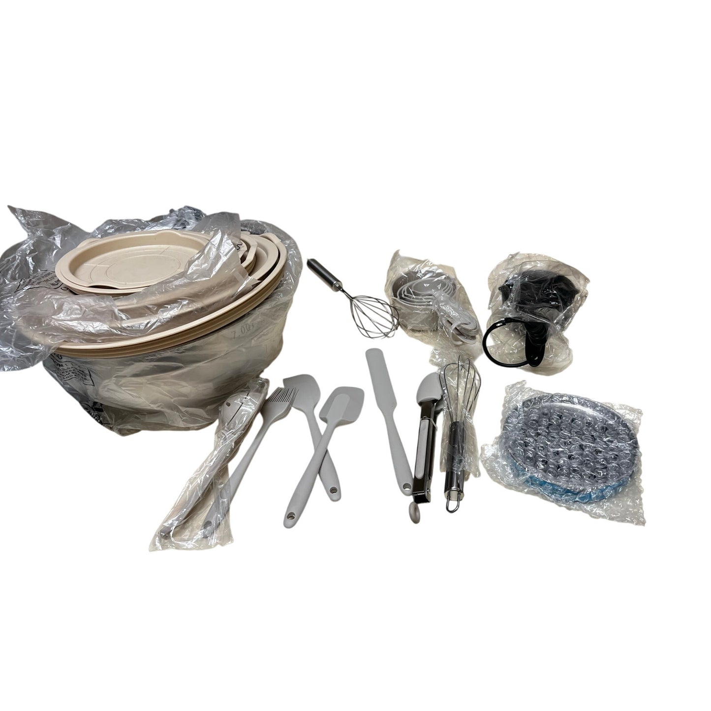 E-far 25PCS Mixing Bowls with Lid Set, Stainless Steel Nesting Prep Bowls with Grater Attachments Non-Slip Bottoms for Cooking, Serving, Food Storage, 4.6/2.6/2/1.5/1/0.7QT - Khaki