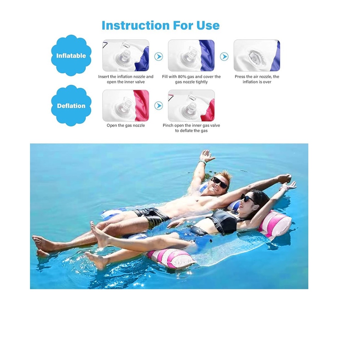 2 Pack Pool Float Water Hammock,Inflatable hammock Swimming Pool Float