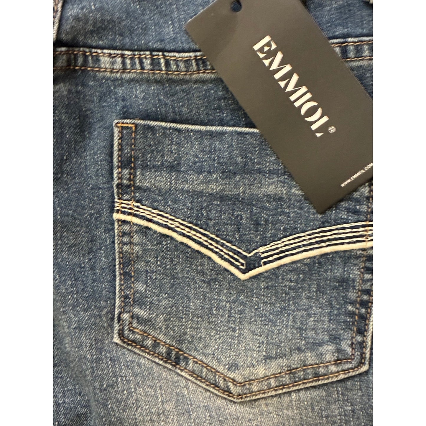 EMMIOL Mid-High Rise Flare Jeans Women, Stretchy Bootcut Retro Blue XS