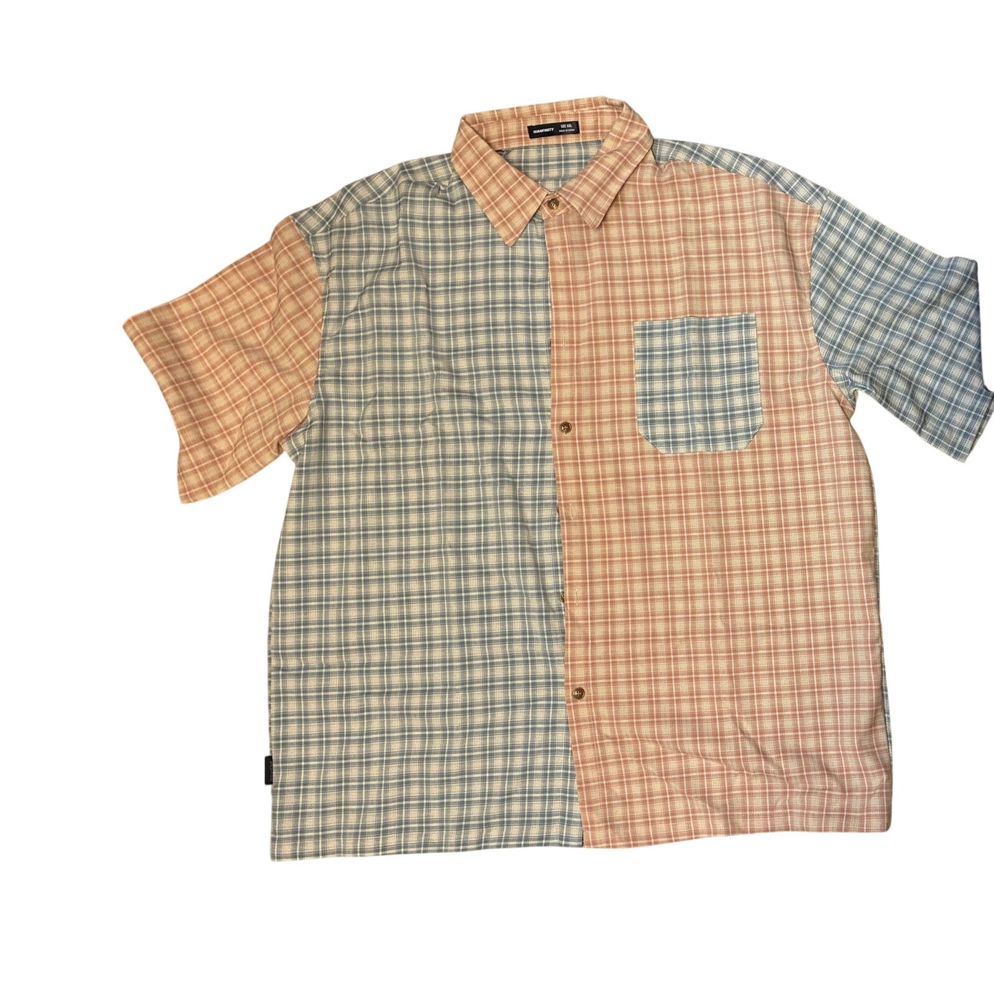 Manfinity Men’s Button Down Shirt Size XXL plaid Orange & Blue New