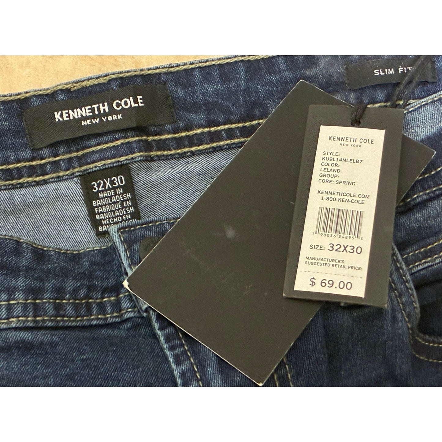 Kenneth Cole Drak Blue Men’s Jeans Size 32X30 New