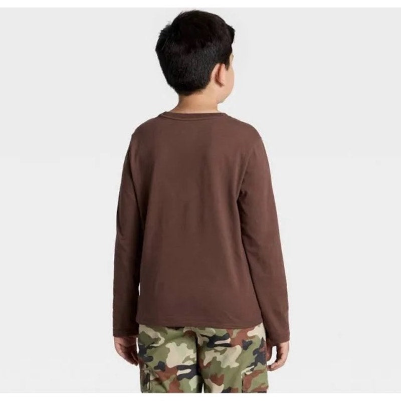 Boys' Long Sleeve Graphic T-shirt - Cat & Jack Brown XS 4/5